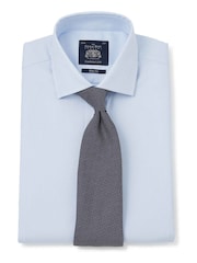 Синий - Savile Row Company Слим фит Twill Double Cuff 100% Cotton рубашки - Изображение 5 из 8