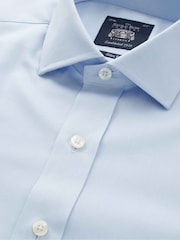 Синий - Savile Row Company Слим фит Twill Double Cuff 100% Cotton рубашки - Изображение 6 из 8