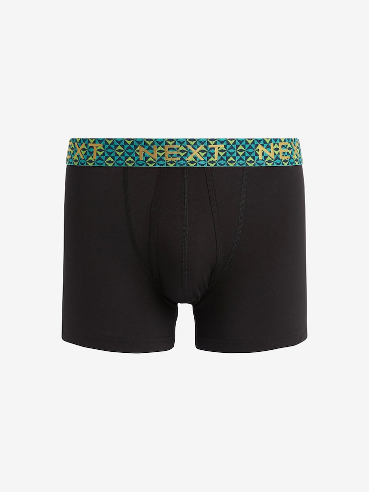 Black Metallic Geo Waistband 4 pack A-Front Boxers - Image 2 of 7