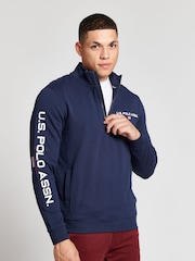 U.S. Polo Assn. Mens Navy Blazer Zip Sport Funnel Sweatshirt - Image 1 of 3