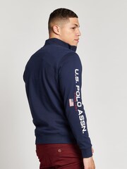 U.S. Polo Assn. Mens Navy Blazer Zip Sport Funnel Sweatshirt - Image 2 of 3