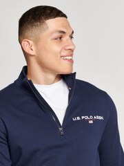 U.S. Polo Assn. Mens Navy Blazer Zip Sport Funnel Sweatshirt - Image 3 of 3