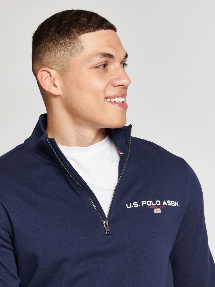 U.S. Polo Assn. Mens Navy Blazer Zip Sport Funnel Sweatshirt - Image 3 of 3