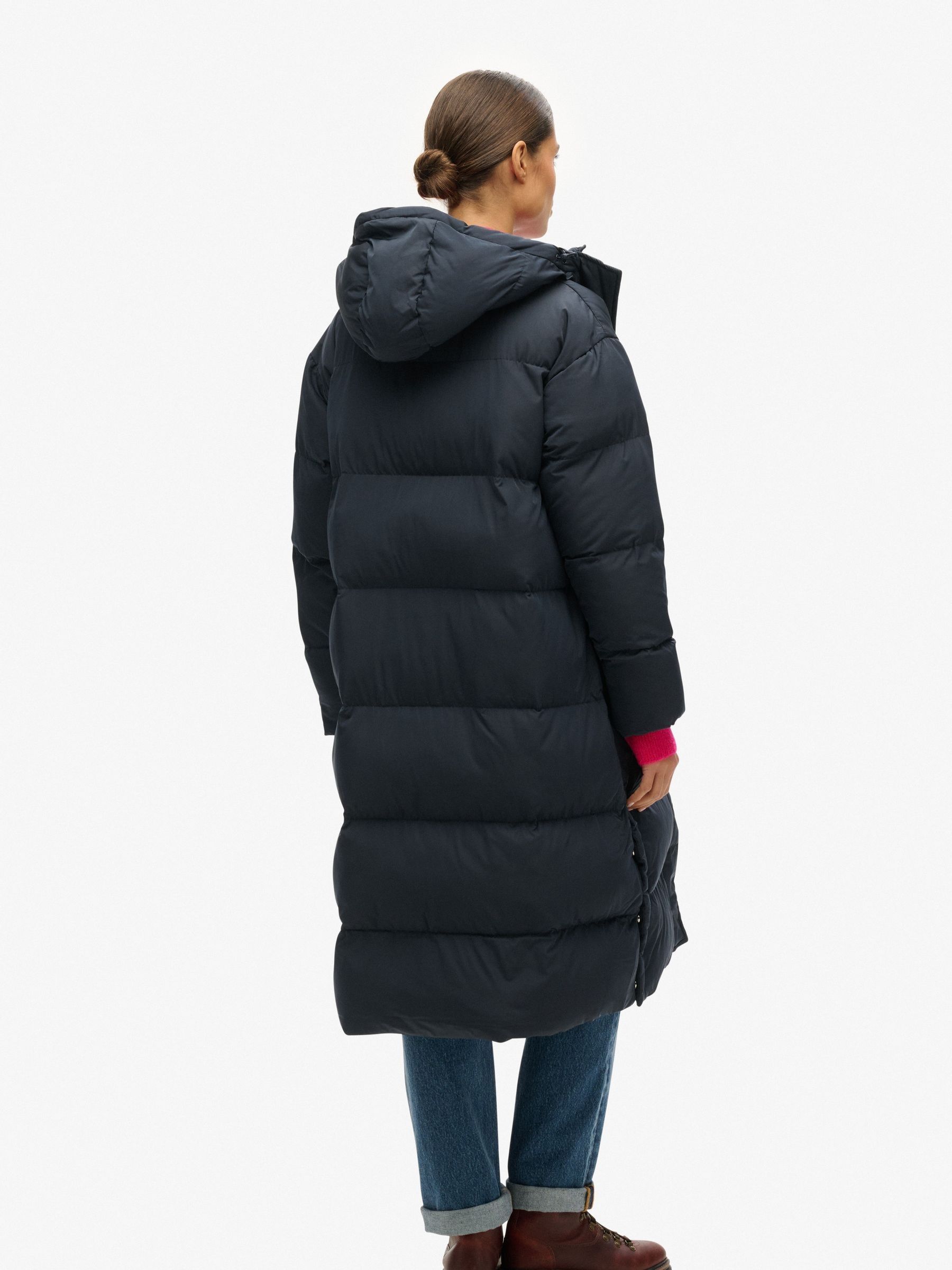 Buy Superdry Blue Hooded Longline Puffer Coat from Next Luxembourg