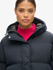 Superdry Blue Hooded Longline Puffer Coat - Image 5 of 6
