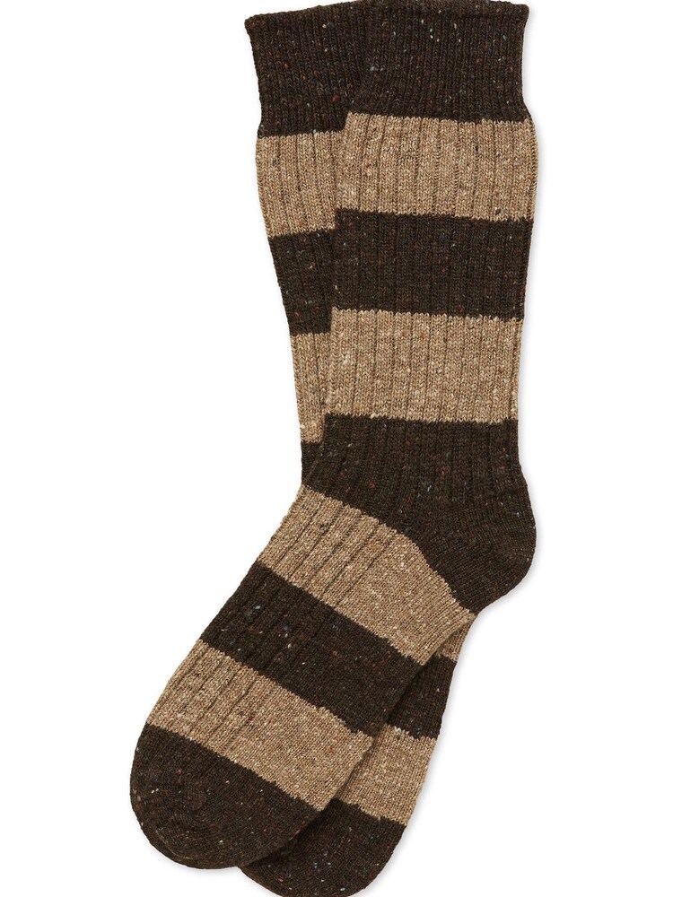 Celtic & Co. Mens Brown Donegal Stripe Socks - Image 1 of 2