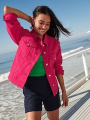 Hot Pink Oversized Girlfriend Denim Jacket - Image 1 of 4