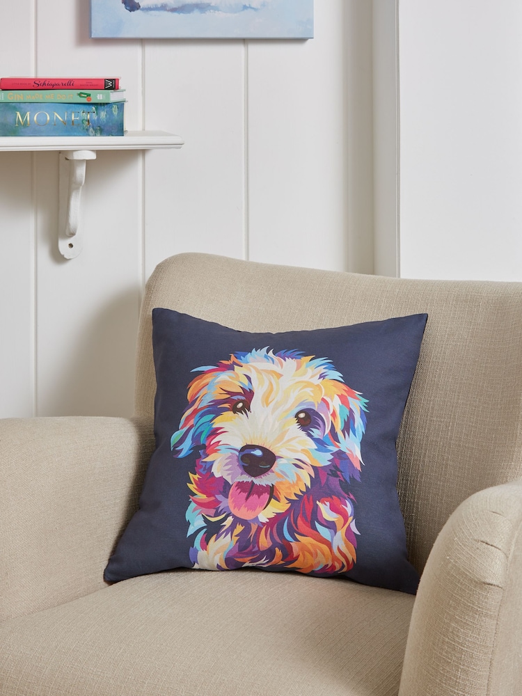 Multi Bright Cockapoo Print Cushion - Image 1 of 5