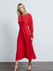 Red Chain Detail Midi Dress - Image 1 of 4