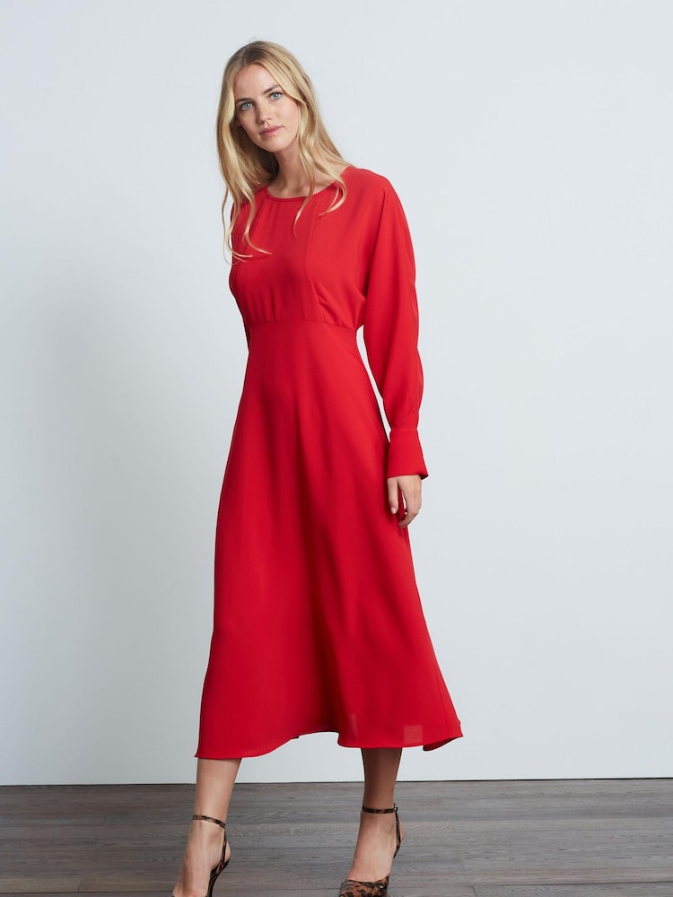 Red Chain Detail Midi Dress - Image 1 of 4 Red Chain Detail Midi Dress - Image 1 of 4