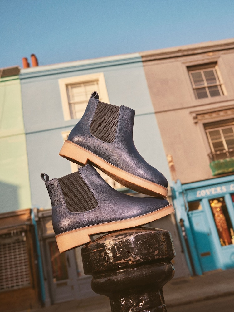 Monsoon Blue Chiswick Leather Chelsea Boots - Image 1 of 5