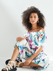 Ecru White Floral Off Shoulder Jumpsuit - Image 3 of 5