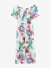 Ecru White Floral Off Shoulder Jumpsuit - Image 5 of 5