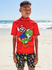 Red Mario Rash Vest (3-16yrs) - Image 1 of 5
