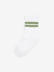 White/Neutrals Cushioned Footbed Cotton Rich Ribbed Tipped Socks 5 Pack - Image 2 of 6