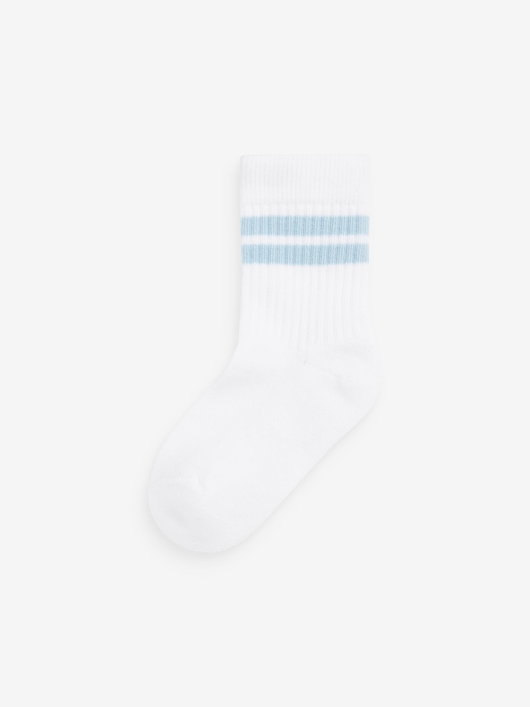 White/Neutrals Cushioned Footbed Cotton Rich Ribbed Tipped Socks 5 Pack - Image 3 of 6