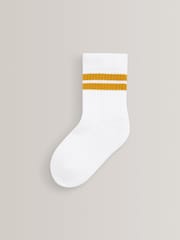 White/Neutrals Cushioned Footbed Cotton Rich Ribbed Tipped Socks 5 Pack - Image 5 of 6