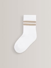 White/Neutrals Cushioned Footbed Cotton Rich Ribbed Tipped Socks 5 Pack - Image 6 of 6