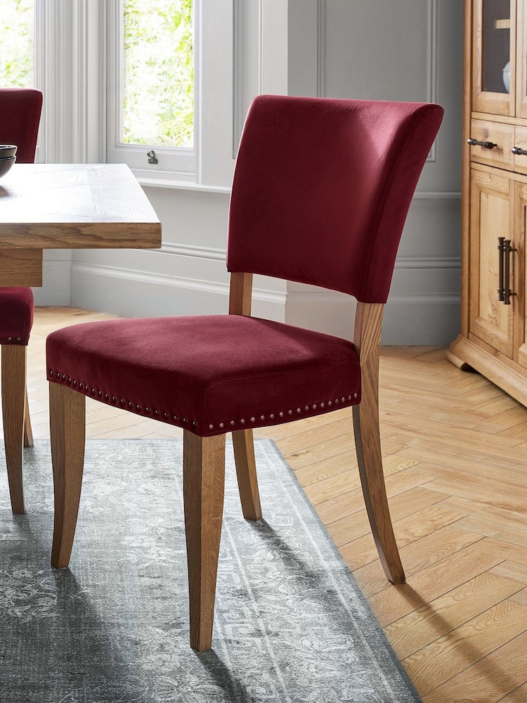 Bentley Designs Burgundy Red Set of 2 Kingswood Rustic Oak Chairs - Image 1 of 4