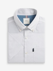 Weiß, Print - Regular Fit Kurzarm-Shirt - Bügelleichtes, kurzärmeliges Oxford-Hemd mit Knopfleiste am Kragen - Bild 5 von 7