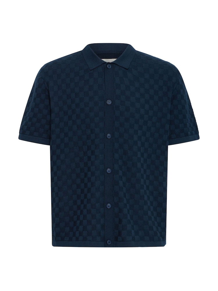 Blend Blue Deven Checked Knit Polo Shirt - Image 5 of 5