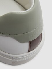 Reiss White/Sage Ashley Perf Leather Contrast Sole Trainers - Image 5 of 5