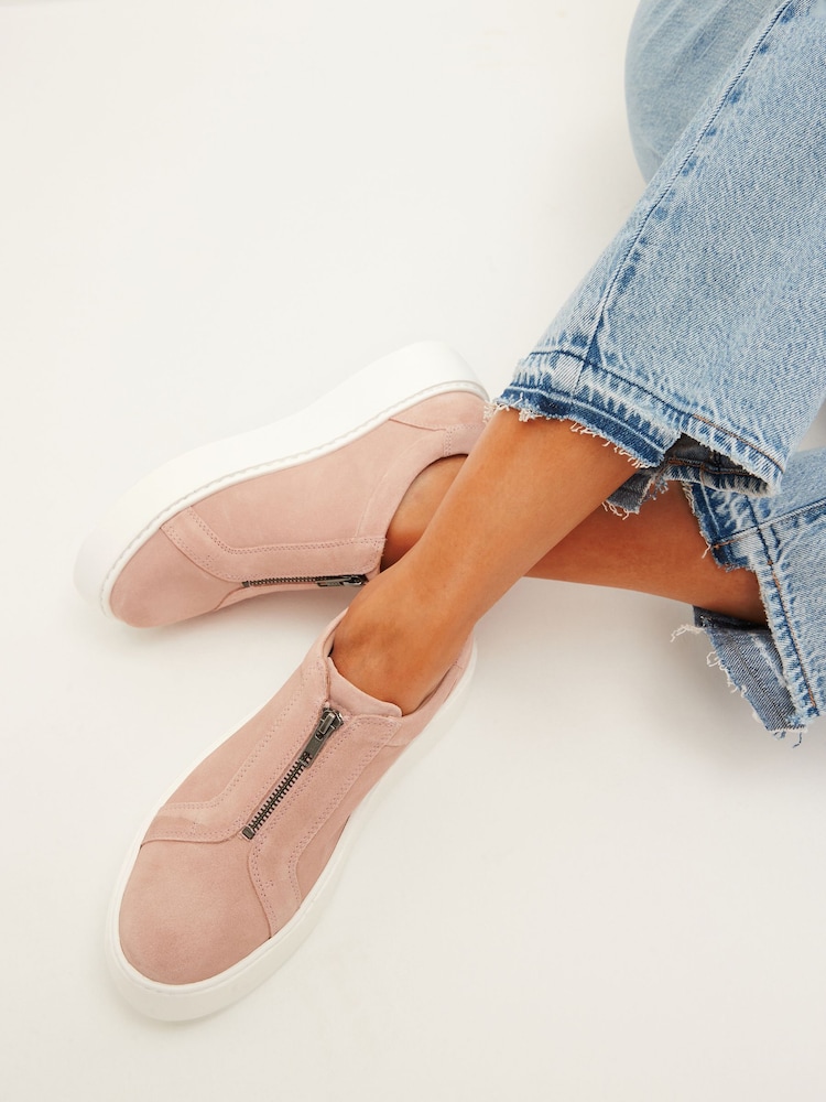 Розовый - Кожаные кроссовки на молнии На массивной подошве Signature Forever Comfort® - Изображение 1 из 7