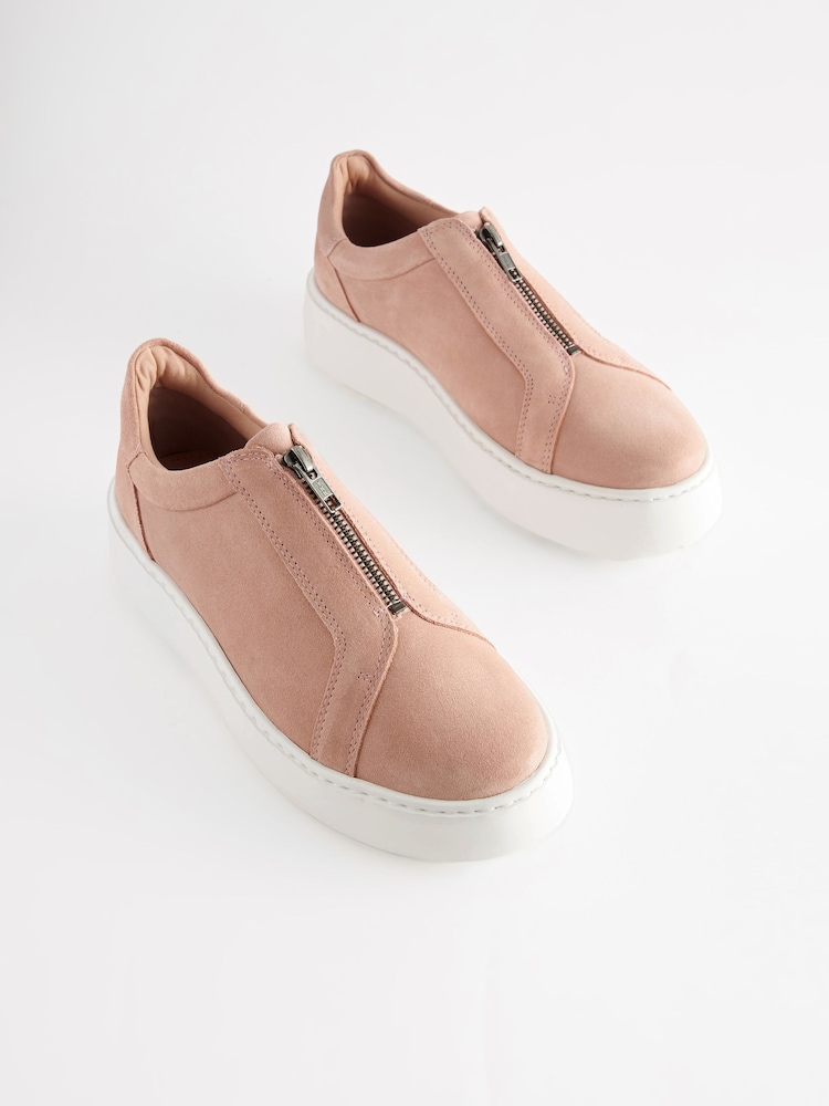 Розовый - Кожаные кроссовки на молнии На массивной подошве Signature Forever Comfort® - Изображение 2 из 7