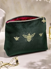 Green Embroidered Bee Pouch Make-Up Bag - Image 2 of 5