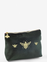 Green Embroidered Bee Pouch Make-Up Bag - Image 5 of 5