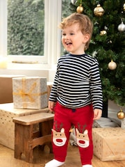 JoJo Maman Bébé Red Reindeer Appliqué Knee Joggers - Image 1 of 4