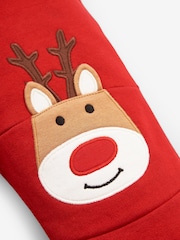 JoJo Maman Bébé Red Reindeer Appliqué Knee Joggers - Image 4 of 4