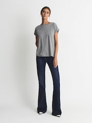 Reiss Grey Marl Tereza Cotton Jersey Crew Neck T-Shirt - Image 1 of 6