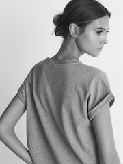 Reiss Grey Marl Tereza Cotton Jersey Crew Neck T-Shirt - Image 3 of 6