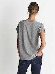 Reiss Grey Marl Tereza Cotton Jersey Crew Neck T-Shirt - Image 5 of 6
