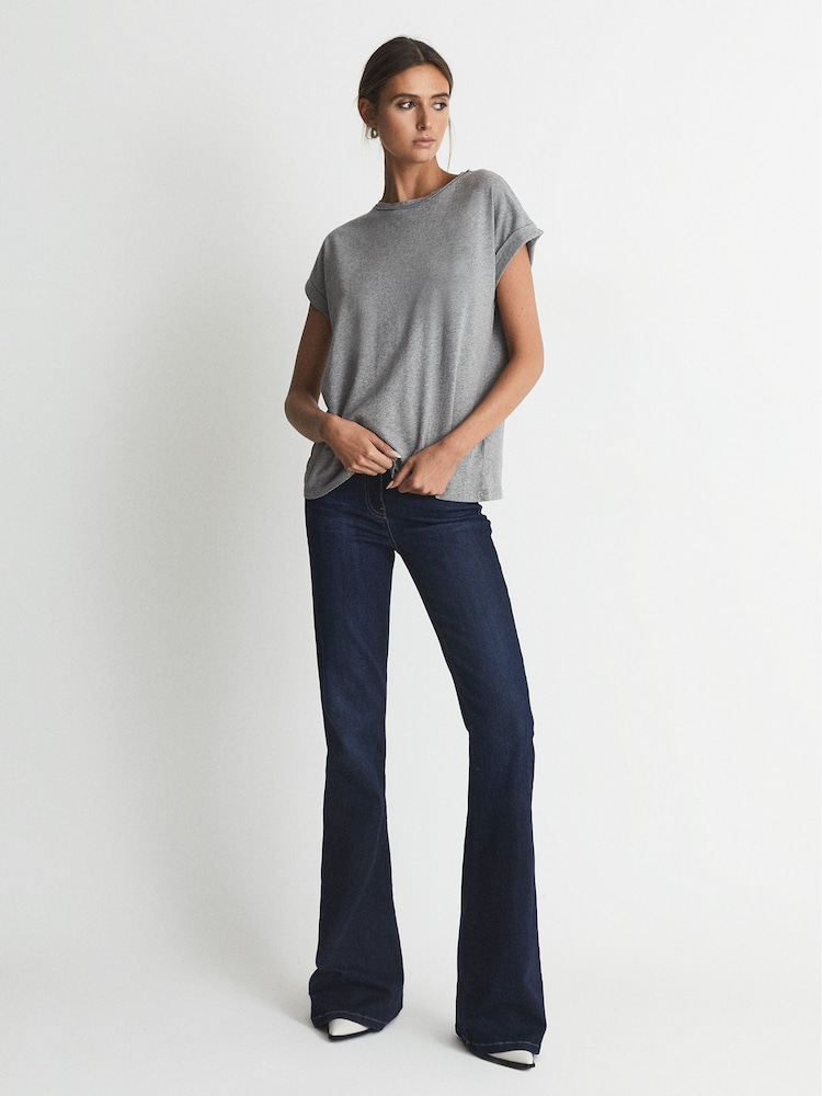 Reiss Grey Marl Tereza Cotton Jersey Crew Neck T-Shirt - Image 6 of 6