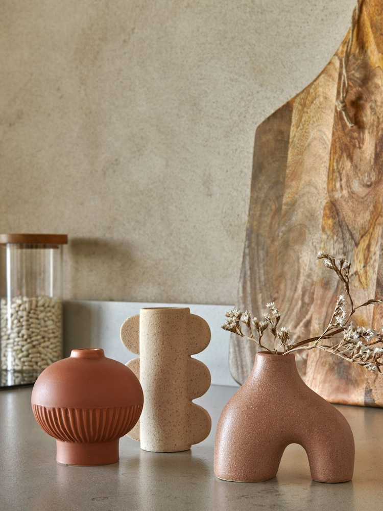 Set of 3 Natural Shaped Ceramic Mini Textured Vases - Image 3 of 3