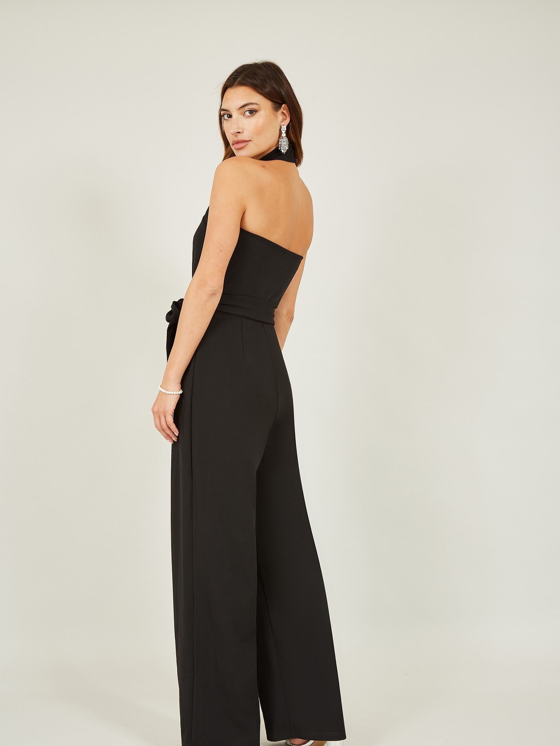 Buy Mela Black Cross Over Halter Neck Jumpsuit from Next Luxembourg