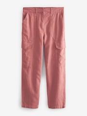 Pink Linen Blend Cargo Taper Trousers - Image 5 of 5