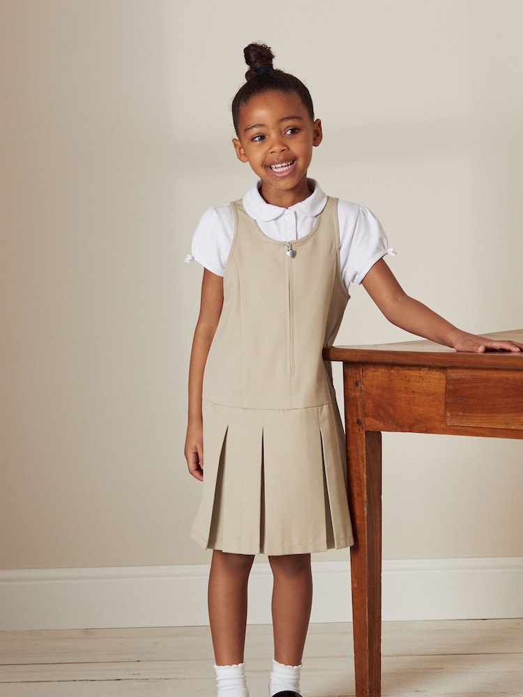 Neutral/Stein - Trägerkleid für die Schule mit Reißverschluss (3–14 Jahre) - Bild 1 von 7