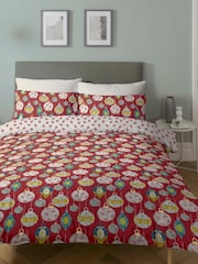 Copenhagen Home Red Christmas Baubles Duvet Cover and Pillowcase Set - Image 1 of 2