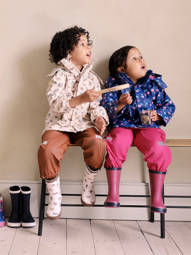 JoJo Maman Bébé Berry Pink Pack-Away Waterproof Trousers - Image 6 of 8