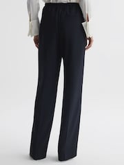 Reiss Navy Hailey Wide Wide Leg Pull On Trousers - Image 5 of 5