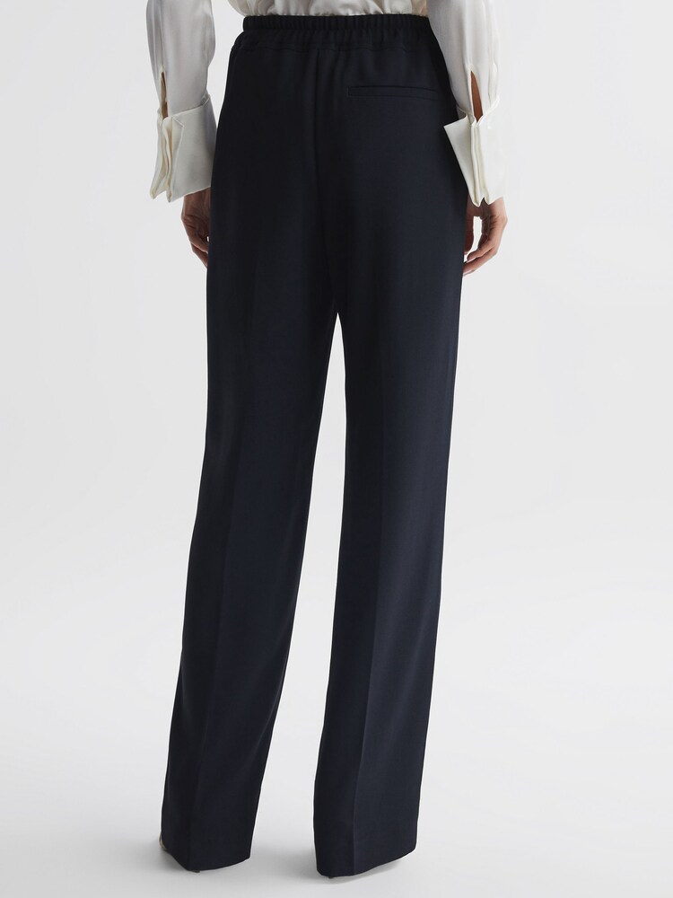 Reiss Navy Hailey Wide Wide Leg Pull On Trousers - Image 5 of 5 Reiss Navy Hailey Wide Wide Leg Pull On Trousers - Image 5 of 5