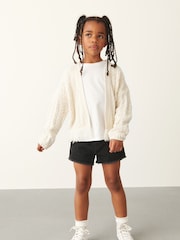 Black Regular Length Frayed Edge Denim Shorts (3-16yrs) - Image 1 of 4