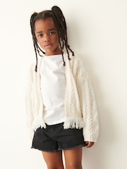 Black Regular Length Frayed Edge Denim Shorts (3-16yrs) - Image 2 of 4