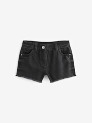 Black Regular Length Frayed Edge Denim Shorts (3-16yrs) - Image 3 of 4