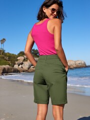 Khaki Green Chino Knee Shorts - Image 3 of 5