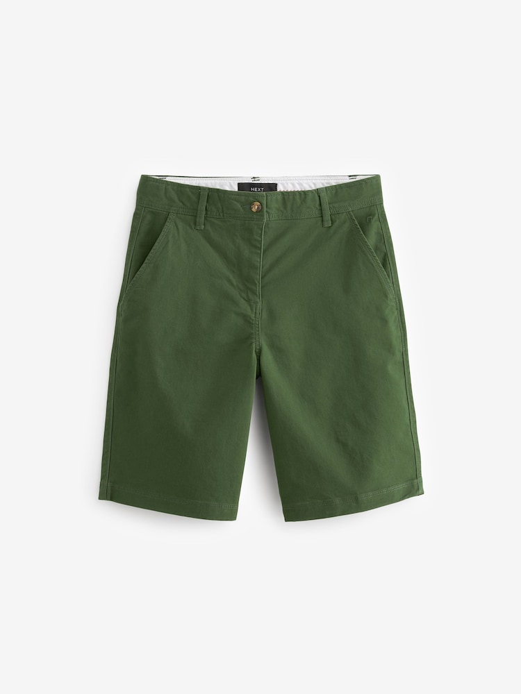 Khaki Green Chino Knee Shorts - Image 5 of 5