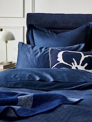 Ted Baker Blue Silky Smooth Plain Dye 100% Cotton Pillowcase - Image 2 of 3